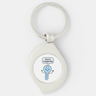 Cute Funny Keychain - "Glöm mig inte!" Tecknad Swirl Silverfärgad Nyckelring