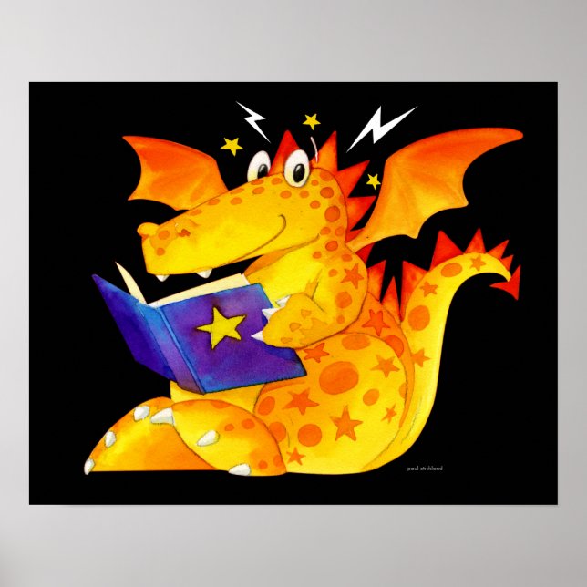 Cute Funny Kids Magic Baby Dragon Art Poster (Framsidan)
