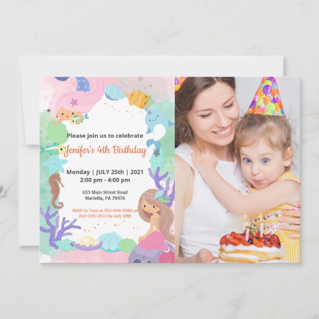 Cute Funny | Kids Photo Birthday Inbjudningar (Framsida)