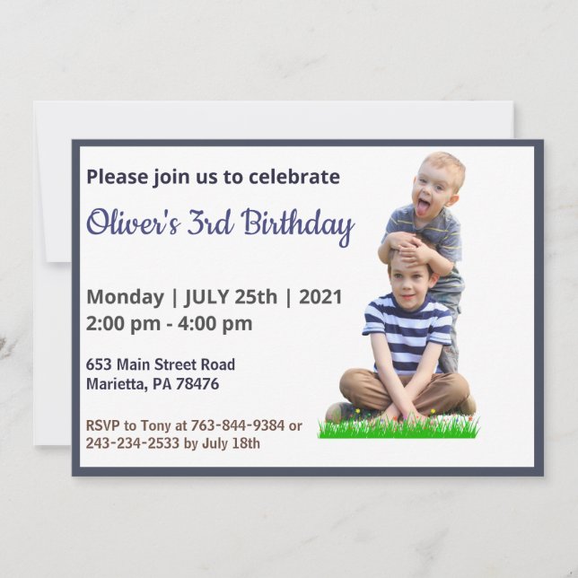 Cute Funny | Kids Photo Birthday Inbjudningar (Framsida)