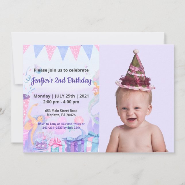 Cute Funny | Kids Photo Birthday Inbjudningar (Framsida)