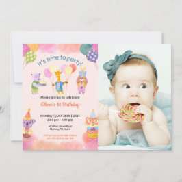 Cute Funny | Kids Photo Birthday Inbjudningar