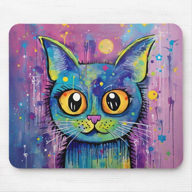 Cute Funny Kitty Cat Mixed Media Animal Pet Musmatta (Framsidan)