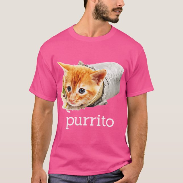 Cute Funny Kitty Cat Purrito Burrito Pun gift T Shirt (Framsida)