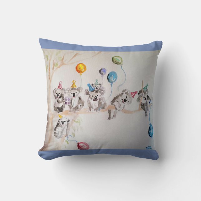 Cute Funny Koala Watercolor Painting Cushion Kudde (Framsida)