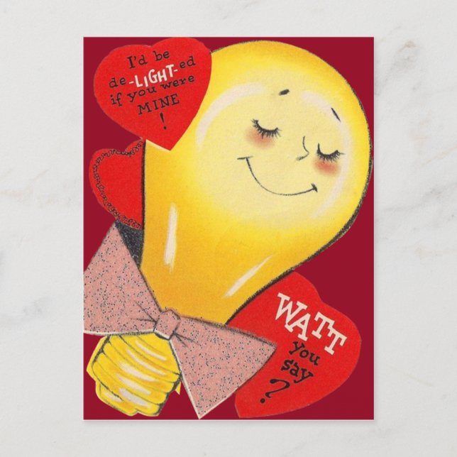 Cute Funny Konstig Light Bulb Heart Valentine Helg Vykort (Framsida)