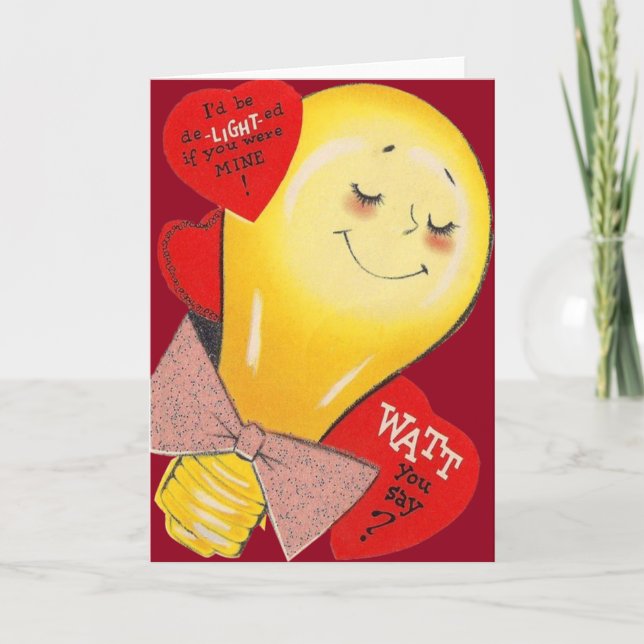 Cute Funny Konstig Light Bulb Heart Valentine Helgkort (Framsida)