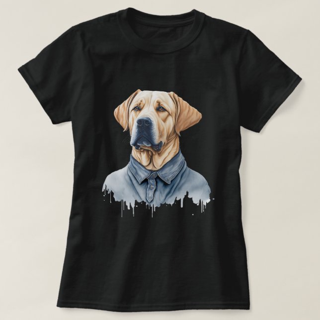 Cute Funny Labrador Hund med Avslappnad kläder T Shirt (Design framsida)