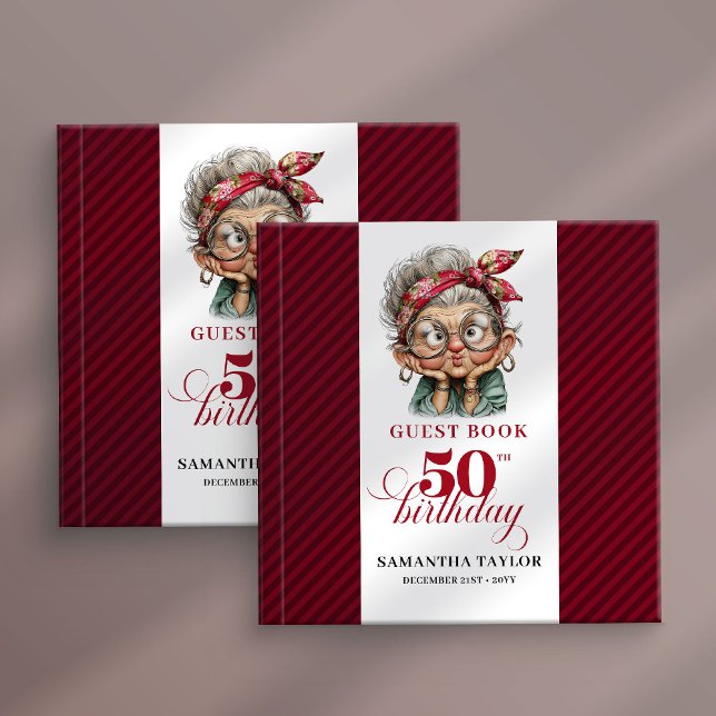 Cute Funny Lady 50th Birthday Cartoon Humor Book Gästböcker (Cute Funny Lady 50th Birthday Cartoon Humor Guest Book

)