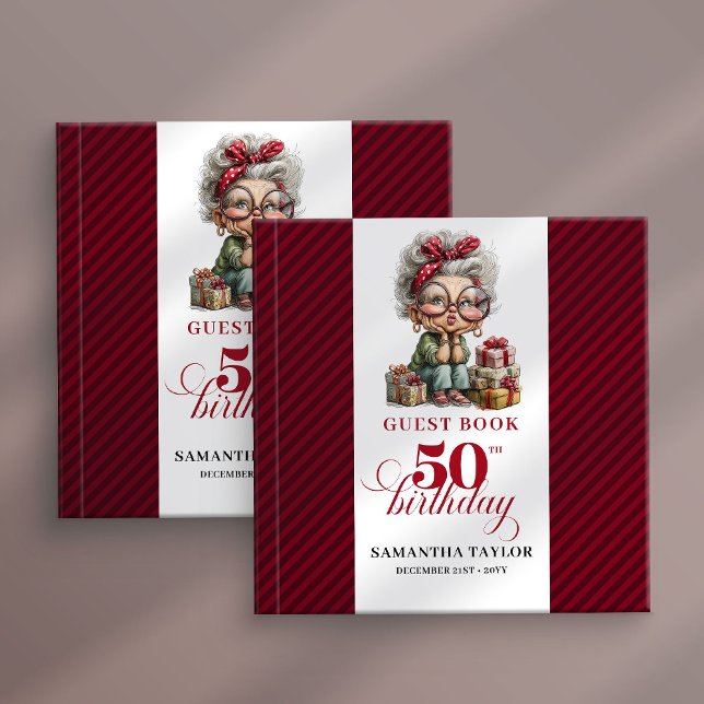 Cute Funny Lady 50th Birthday Cartoon Humor  Gästböcker (Cute Funny Lady 50th Birthday Cartoon Humor Guest Book

)