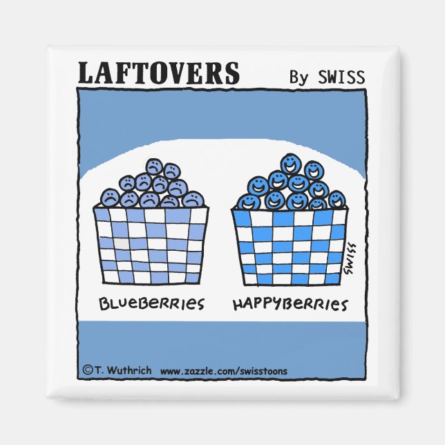 Cute Funny Laftovers Blueberry Tecknad Magnet (Framsidan)