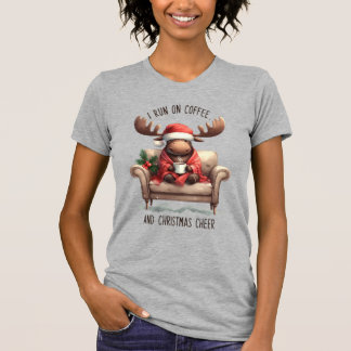 Cute Funny Lazy Reindeer Rosa Vinterjul T Shirt