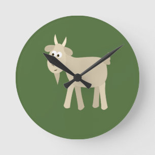 Cute Funny Little Goat Rund Klocka