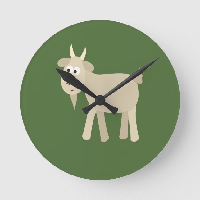 Cute Funny Little Goat Rund Klocka (Framsida)
