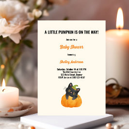 Cute Funny Little Pumpkin på Way Black Cat Inbjudningar