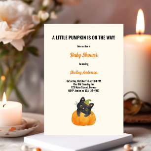 Cute Funny Little Pumpkin på Way Black Cat Inbjudningar