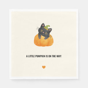 Cute Funny Little Pumpkin på Way Black Cat Pappersservett