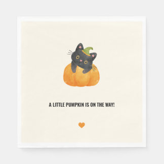 Cute Funny Little Pumpkin på Way Black Cat Pappersservett