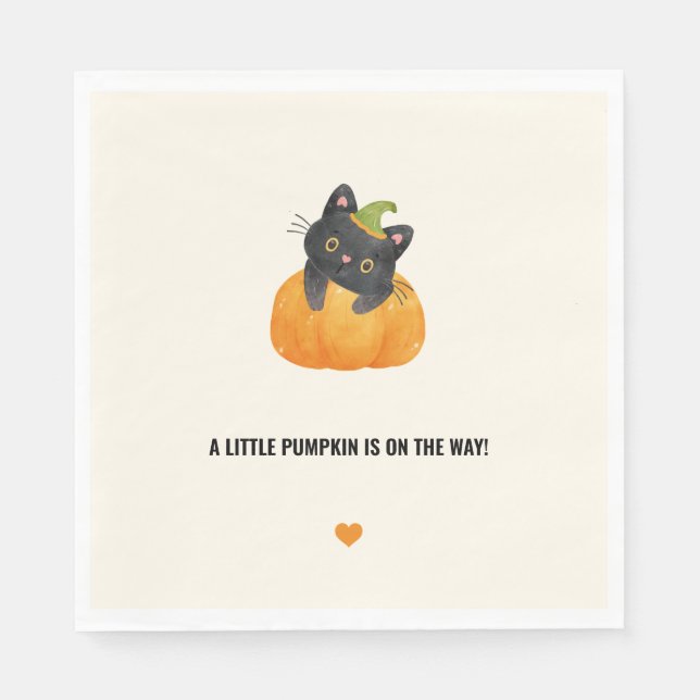 Cute Funny Little Pumpkin på Way Black Cat Pappersservett (Framsidan)