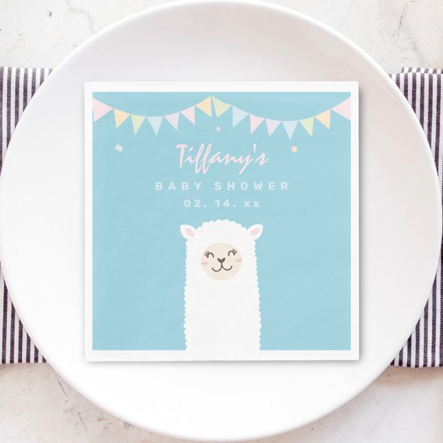 Cute Funny Llama Baby Mamma Fiesta Baby Shower Pappersservett (Skapare uppladdad)