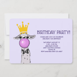 Cute Funny Llama Illustration Födelsedagsfest Inbjudningar