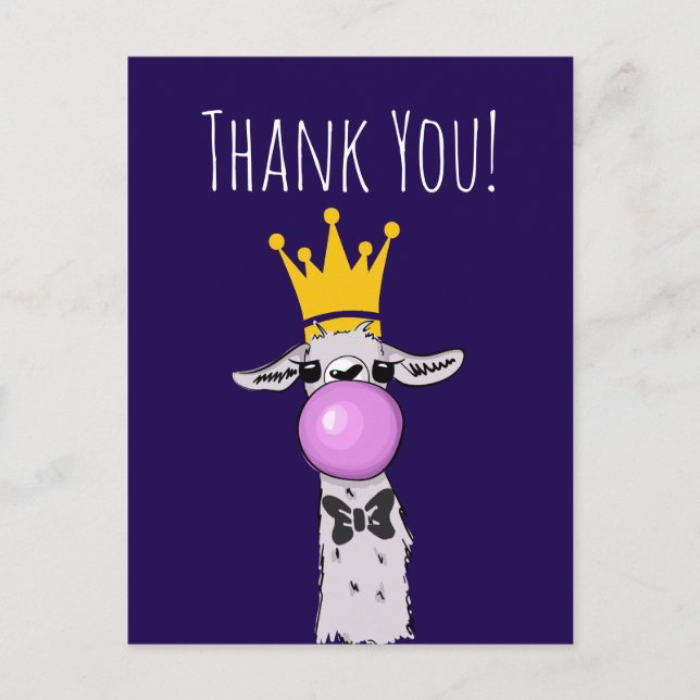 Cute Funny Llama Illustration Tack Vykort (Framsida)