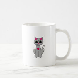 Cute Funny Lycklig Grått Cat Kaffemugg