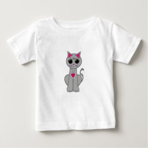 Cute Funny Lycklig Grått Cat T-shirt