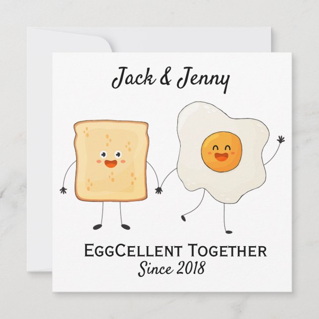 Cute Funny Lycklig Toast Eggcelent tillsammans (Framsida)