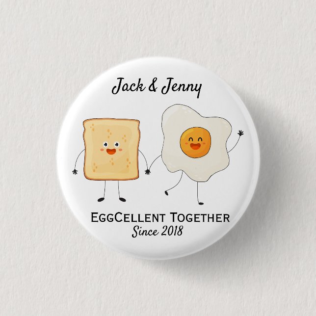 Cute Funny Lycklig Toast Eggcelent tillsammans Knapp (Framsida)
