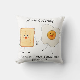 Cute Funny Lycklig Toast Eggcelent tillsammans Kudde