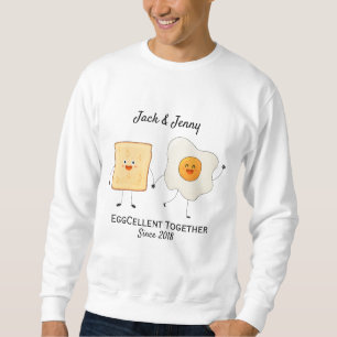 Cute Funny Lycklig Toast Eggcelent tillsammans Lång Ärmad Tröja