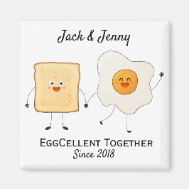 Cute Funny Lycklig Toast Eggcelent tillsammans Magnet