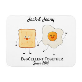 Cute Funny Lycklig Toast Eggcelent tillsammans Magnet