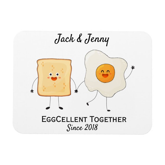 Cute Funny Lycklig Toast Eggcelent tillsammans Magnet (Horisontell)