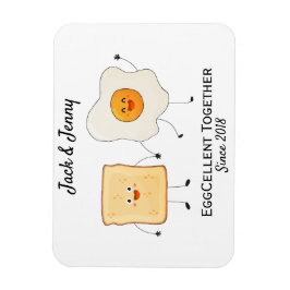 Cute Funny Lycklig Toast Eggcelent tillsammans Magnet