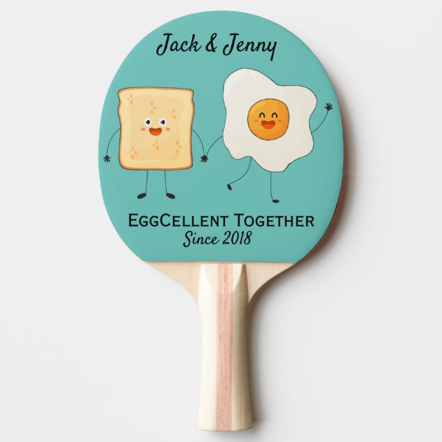 Cute Funny Lycklig Toast Eggcelent tillsammans Pingisracket (Framsidan)