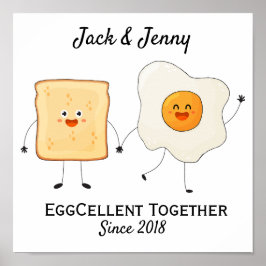 Cute Funny Lycklig Toast Eggcelent tillsammans Poster
