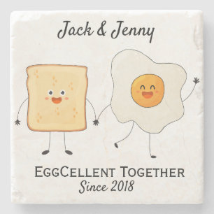 Cute Funny Lycklig Toast Eggcelent tillsammans Stenunderlägg