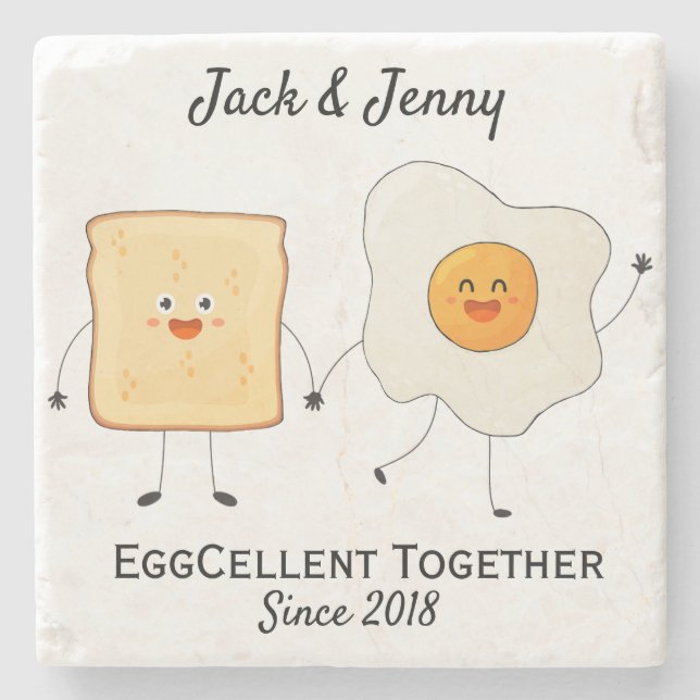 Cute Funny Lycklig Toast Eggcelent tillsammans Stenunderlägg (Framsidan)