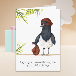 Cute Funny Magpie Personlig Birthday Kort