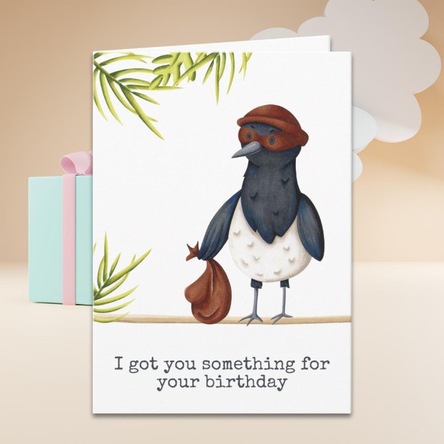 Cute Funny Magpie Personlig Birthday Kort (Skapare uppladdad)
