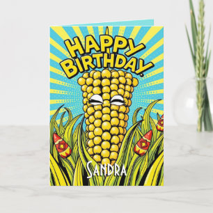 Cute Funny Maize Grattis på födelsedagen Kort