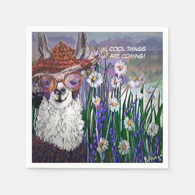 Cute Funny Mamma Llama Behålla Din Coola Pappersservett (Framsidan)