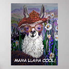 Cute Funny Mamma Llama Behålla Din Coola Poster