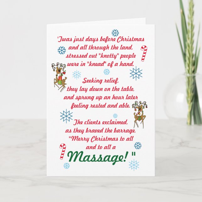 Cute Funny Massage Therapy God Helgdag Helgkort (Framsida)