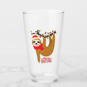 Cute Funny Modern God jul Sloth HELGDAGAR Glaskopp