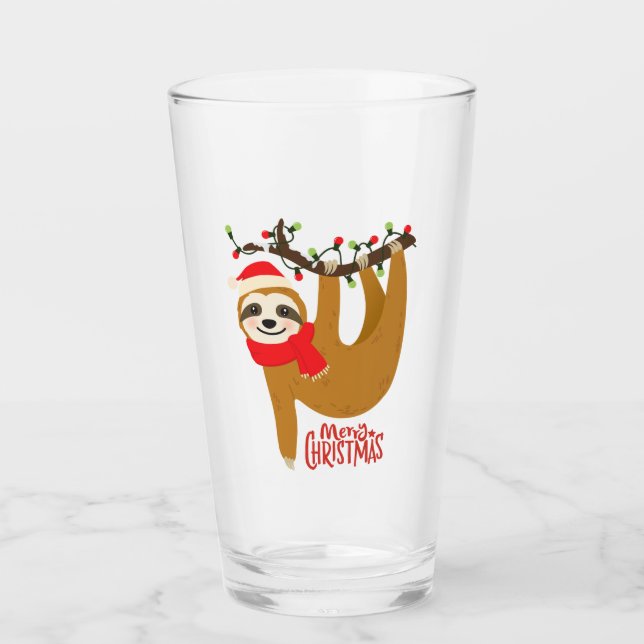 Cute Funny Modern God jul Sloth | HELGDAGAR Glaskopp (Framsida)