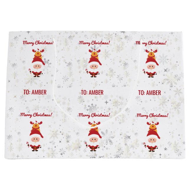 Cute Funny Modern Rudolph Santa Personalized Name  (Framsidan)