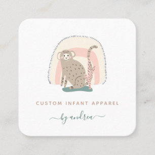 Cute Funny Monkey Rainbow Whimsical Baby Boutique Fyrkantigt Visitkort